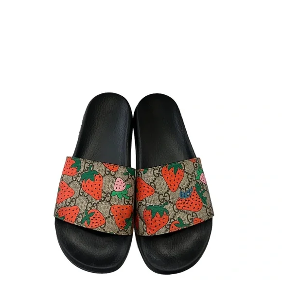 Gucci Black and Brown Strawberry Sandals - Picture 10 of 14